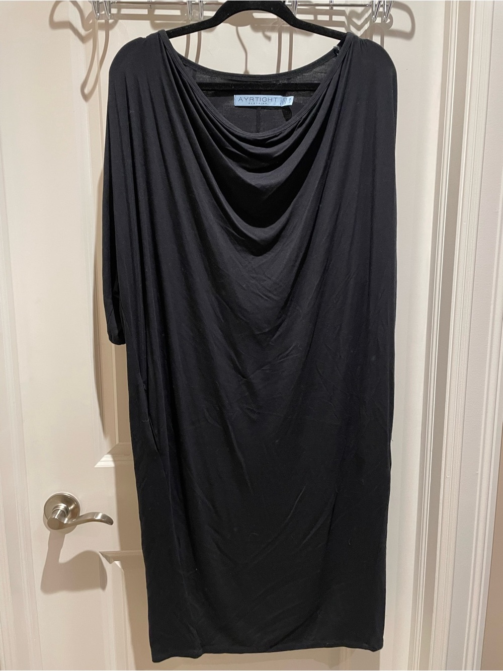 Ayrtight Black Draped Midi Dress